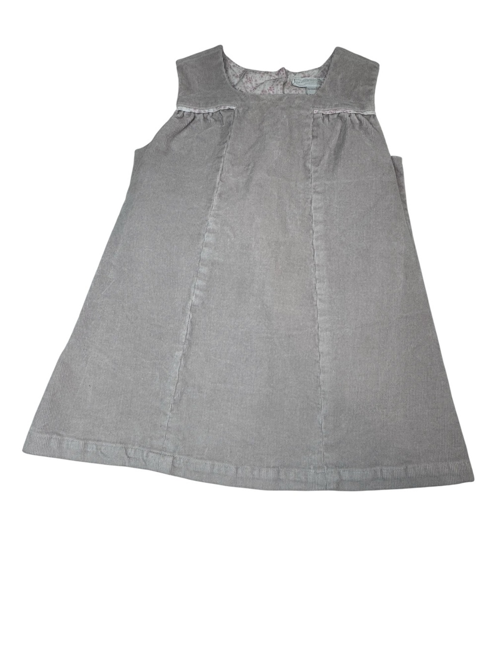 Girls' Gray Corduroy A-Line Pinafore Dress
